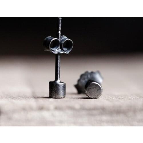 S925 Fashion Simple Earrings round Mini Small Earrings Mens Silver
