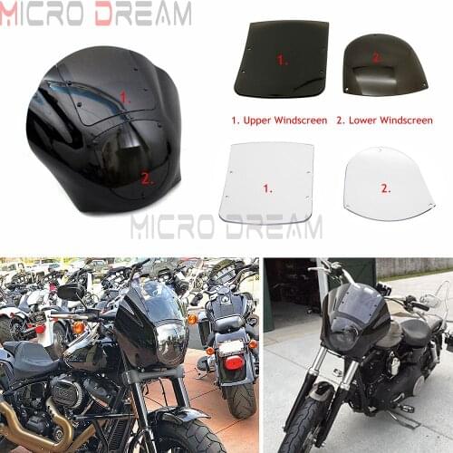 Motorcycle Headlight Fairing Replacement Windscreen for Harley FXR Dyna Low Rider Super Wide Glide Sportster XL 1200 883 Iron