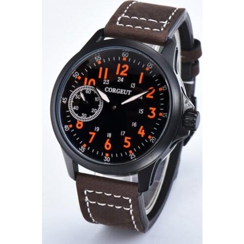 CORGEUT Brand Pilot Style 316L Stainless Steel Case Automatic Mens Watch Seagull Sapphire Waterproof Luminous Mechanical Watch