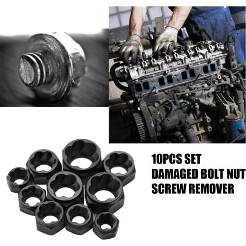 10pcs Damaged Bolt Nut Screw Remover Tool Kit Drill Bits Nut RemoverDamaged Bolt Set Damaged Bolt Nut Screw Removal Socket