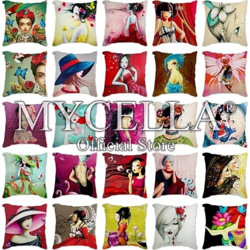 Butterfly girl Pattern Cushion Cover Floral Throw Pillow Cover for Home Sofa Chair Art Decorative Pillows 45*45cm Pillowcase