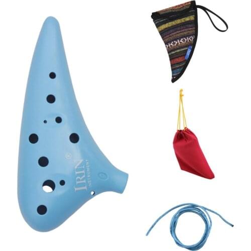 Novelty 1 Set Blue 12 Holes C Tone Ocarina Vessel Flute + Ocarina Accessory
