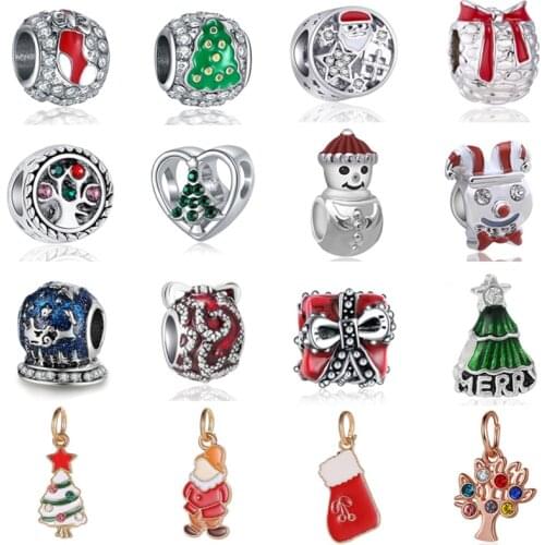 New Arrived Enamel Santa Claus Snowman Tree Pumpkin Car Pendants fit Pandora Charms Bracelets for Women DIY Christmas Gifts