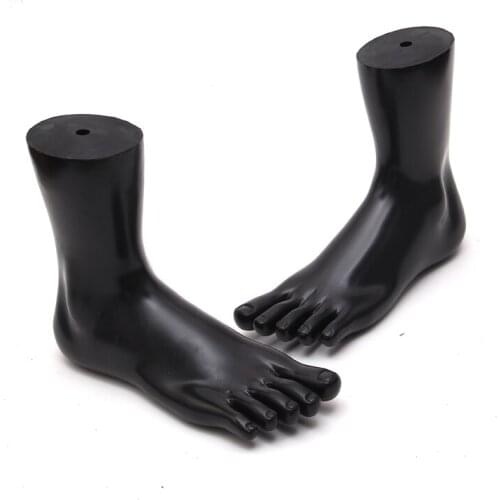 One Pair Black PVC Female Mannequin Manikin Foot For Sock