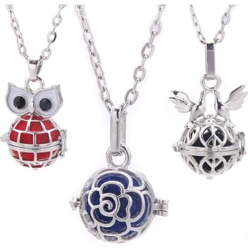 Aromatherapy Necklace Diffuser Jewelry Vintage Flower Owl Heart Locket Pendant Perfume Essential Oil Diffuser Lockets Pendant