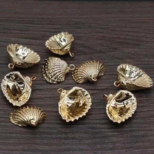 12pcs Fashion Shell Dangle Charms Gold Color Ocean Sea Shell Pendant for Jewelry Making DIY Earring Necklace Craft Decor Gift