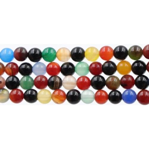 Multicolor Natural Stone Agates Onyx Round Loose Beads For Jewelry Making Carnelian 6 8 10 12mm DIY Finding Accessories 15" A27