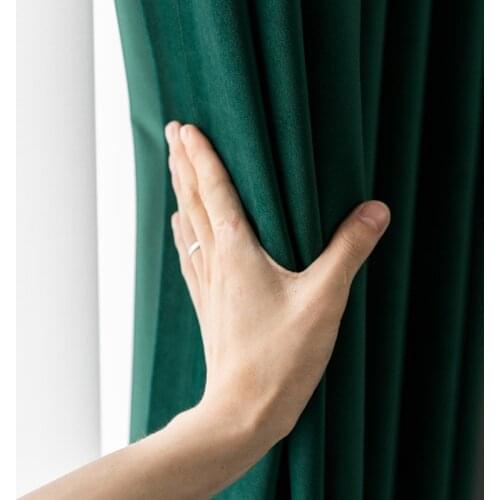 New Luxury Velvet Blackout Curtains Nordic Simple Retro Dark Green Living Room Bedroom Window Curtains