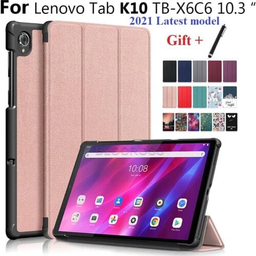 Smart Cover for Lenovo Tab K10 Case 10.3 inch TB-X6C6 2021 Case PU Leather Magnetic Tablet for Lenovo Tab K10 10.3'' with Stylus