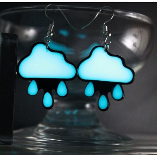 Light rain Ear Cuff GLOW in the DARK Weather forecast Ear earrings Earring eardrop Clip WOMEN girl gift for yours