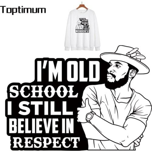 Iron-on Transfers Patches For Clothing Old School Style Men T Shirt Textile Vinyl Thermo Stickers Applique Diy Stripe On Clothes