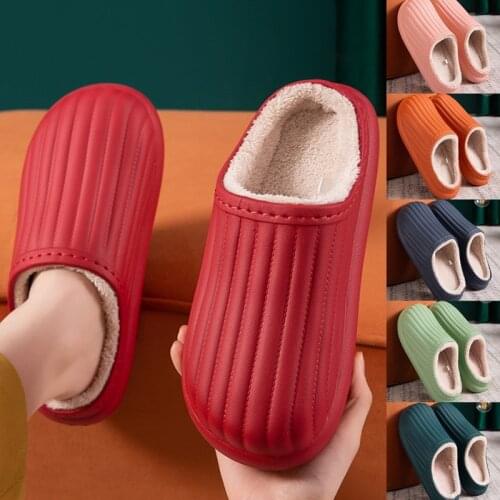 Waterproof Non-Slip Home Slippers Winter Warm Home Women Indoor Cotton Non-slips Ladies Soft Slippers Memory Foam Couples Shoes