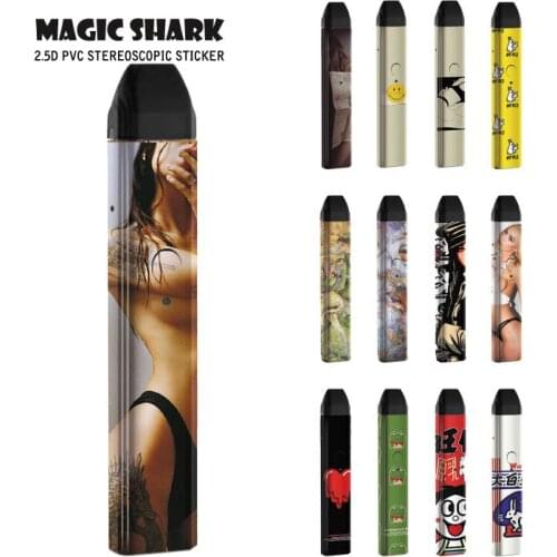 Magic Shark 2.5D Smile White Rabbit Sexy Woman Heart Case Cover Wrap Vape Film Sticker for Uwell Caliburn