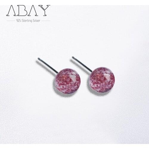 925 Sterling Silver Pin Natural Strawberry Crystal Simple Crystal Temperament Womens Peach Blossom Anti Allergy Earrings