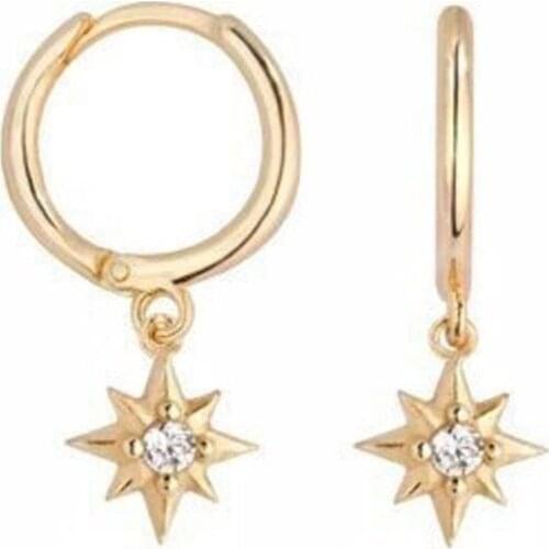 925 Sterling Silver Zircon Geometric Drop Earrings For Women Hoop Earrings Pendientes Huggie Earrings Girls Unique Metal Jewelry