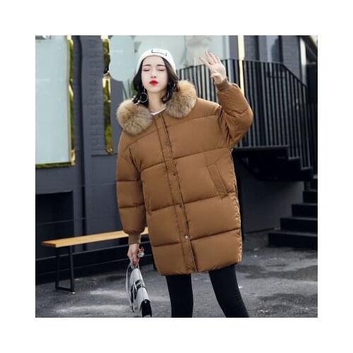 Winter New Fashion Long Coat Thicken Hooded Jacket Fuax Fur Cotton Padded Zipper Plus Size Outwear Casacos LX972