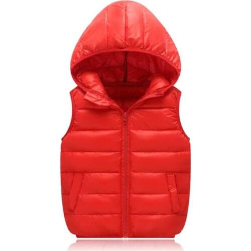 4-10Years Down Cotton Childrens Sleeveless Jacket Waistcoat for Teens Vest for a Girl with a Hood Boys Winter Vest