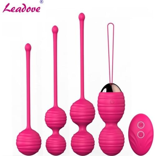 4pcs/set Vaginal Tighten Exercise Kegel Balls 10 Speed Vibrating Eggs Sex Silicone Ben Wa Ball G Spot Vibrator for Women TD0281