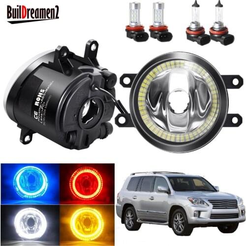 Angel Eye Fog Light Assembly For Lexus LX570 2008 2009 2010 2011 Car H11 Front Bumper Fog Light Halo Ring Daytime Running Lamp