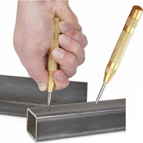 6mm Automatic Center Pin Punch Spring Loaded Marking Starting Holes Tool Wood Press Dent Marker Woodwork Tool Drill Bit