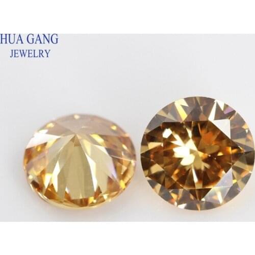 Champagne 11~20mm Cubic Zirconia Round Shape 5A Brilliant Cut Loose CZ Stone Synthetic Gems For Jewelry Free shipping