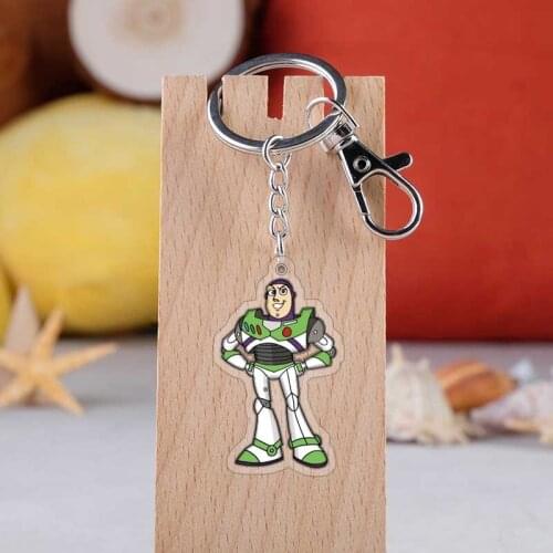 Disney Cute Movie Toy Story 4 Woody Buzz Lightyear PVC Action Figure Keychain Jessie Woody KeyRing Toys for Children Gift