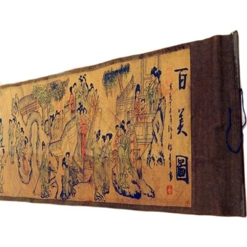 Paper Pretty Chinese Ancient Painting 1 hundred Beautiful women Scroll