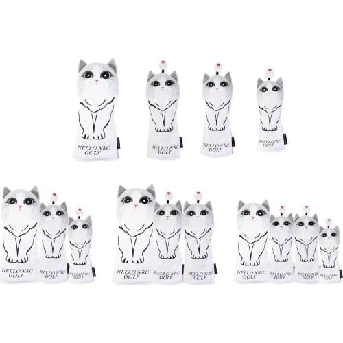 Golf Driver Head Cover Protector Cat Head Guard with No. Tag Anti-Scratch Clubs Headcover Sleeve Case for Women Men