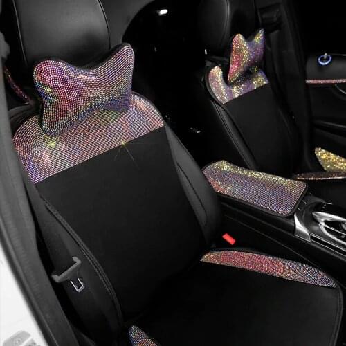 Car Seat Cover Crystal Rhinestone Auto Seat Cushion Interior Accessories Universal Front Back Seats Covers Car Styling Women
