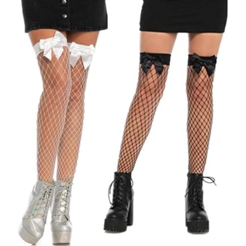 Kawaii Stockings Womens Mesh Bowknot Over Knee Hosiery Ladies Femme Cosplay Sexy Stocking Medias De Mujer Dropshipping