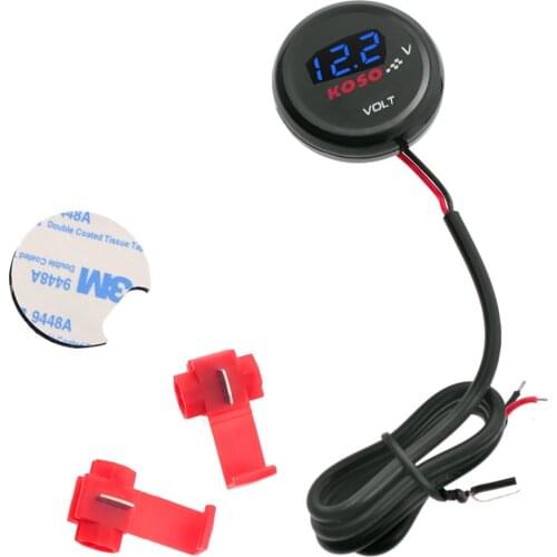 KOSO Motorcycle Voltage Meter DC6.0-19.9V Mini Voltmeter Gauge Digital LED Volt Tester Panel