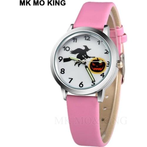 Childrens holiday gift 3D witch cartoon kid watch fashion boy girl casual quartz clock glow pointer student Christmas clock