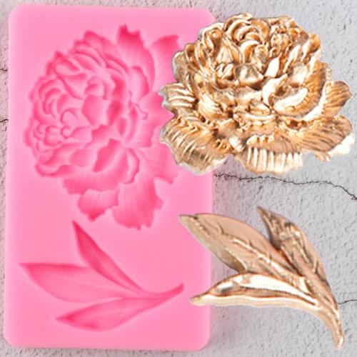 DIY Peony Flower Silicone Molds Wedding Leaves Cupcake Topper Fondant Cake Decorating Tools Candy Clay Chocolate Gumpaste Moulds
