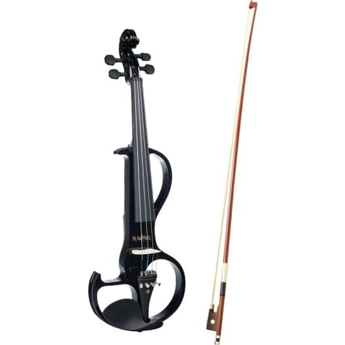 Solid Wood 4/4 Size Electric Violin with Bag Bow Rosin Headphone Cable Set