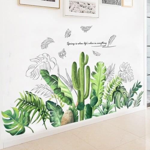 Europe Classical Wall Stickers Home Decoration Green Plants Stickers Child Room Corridor Living Room Diy Self-adhesive Sticker
