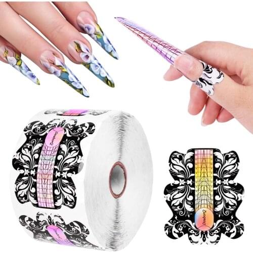 10pcs/100pcs Flower Design Nail Dual Form Acrylic UV Gel Tips Extension Builder Form Guide Stencil Manicure Tool