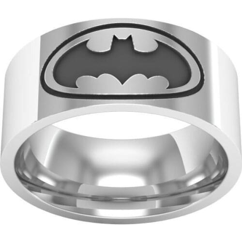 Vintage Fashion Black Bat Titanium Steel Rings For Men Punk Jewelry Male Hip Hop Stainless Steel Ring Men Halloween Party Gifts