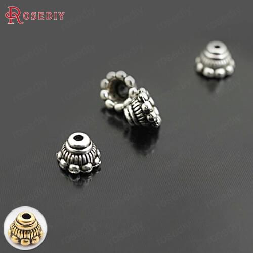 26931)100PCS 7x5MM,Height:5MM Antique Style Zinc Alloy Bead Caps Diy Jewelry Findings Accessories Wholesale