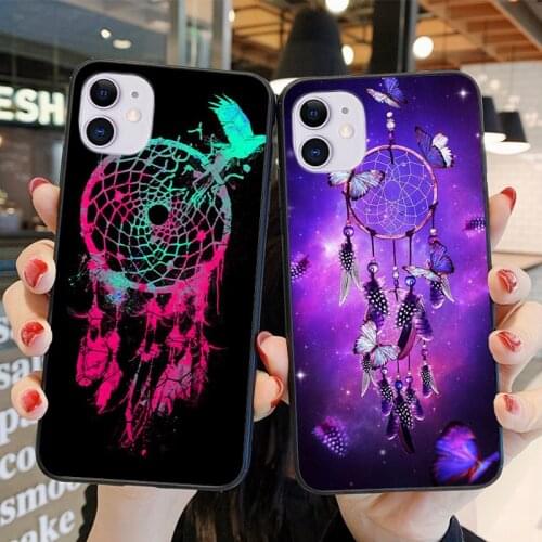 Dreamcatcher watercolor for iPhone 12 11 XS Pro Max Mini XR X 8 7 6 6S Plus SE 2020 black protective cover phone case