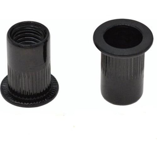 M3 M4 M5 M6-M12 Flat head Knurled Riveting Nut Through hole Riveting Nuts Carbon steel Black