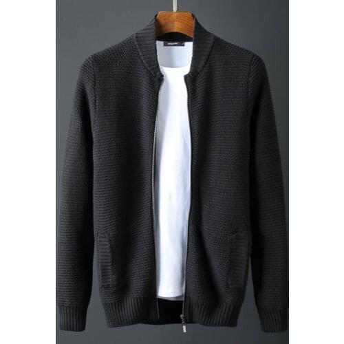 New Stand Collar Sweater Men Luxury 1010% Cotton Zipper Sweater Man Winter Solid Color Slim Fit Sweater Man Plus Size 6XL