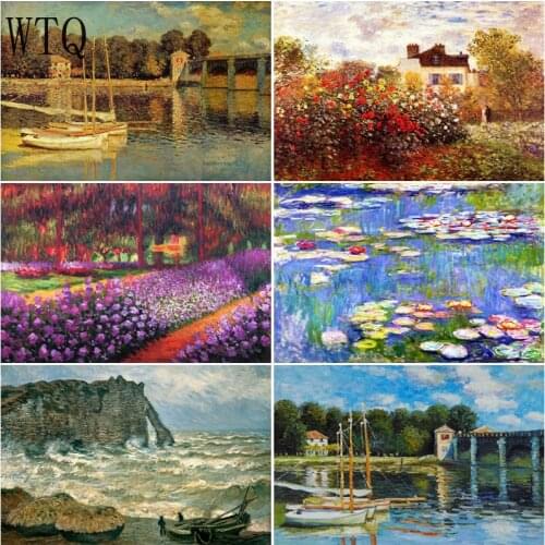 5D DIY Diamond Painting Monet Scenery Mosaic Painting Diamond Embroidery Full Square/Round Drill Cross Stitch Kits Home Decor