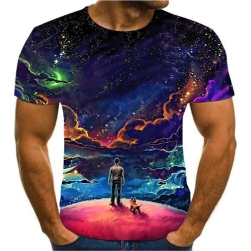 New 3D Printing Color T-shirt Creative Design For Men And Women Romantic Fantasy Universe Starry Sky Landscape 3D Printing Men