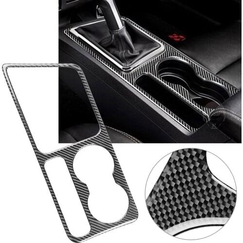 Carbon Fiber Console Water Cup Holder Panel Cover For Dodge Challenger 2008 2009 2010 2011 2012 2013 2014 ABS Car Sticker LHD