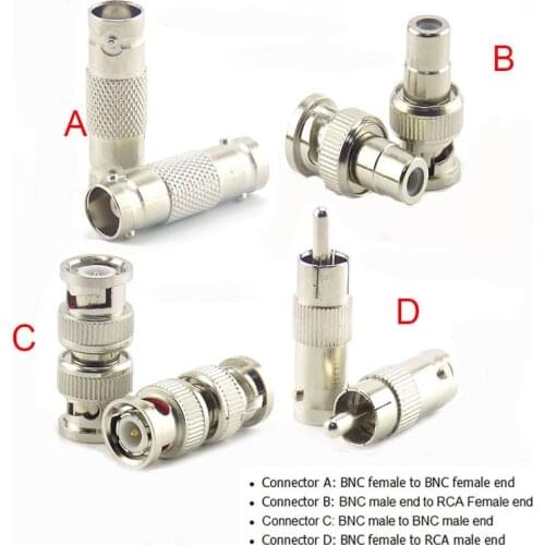 2/5/10Pcs BNC Female Connector to Female BNC Male to Male RCA Female BNC female to RCA Male Adapter Plug for System CCTV Camera
