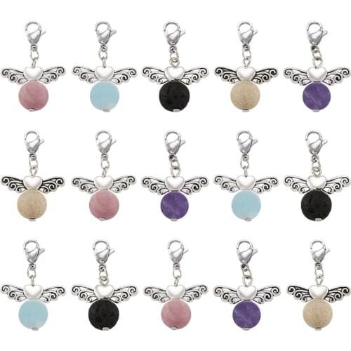 50pcs Pendants Charms with Tibetan Style Beads and Brass Lobster Claw Clasps for Bracelet Necklace Jewelry DIY Making