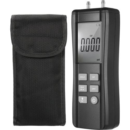 KKmoon Professional Dual-port Digital Manometer Handheld Differential Pressure Gauge HVAC Gas Pressure Meter Large LCD Backlight