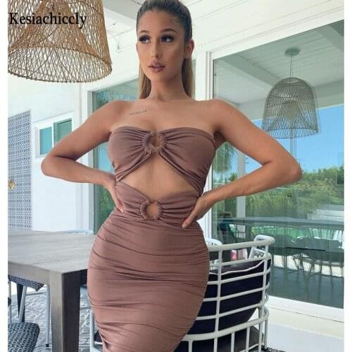Kesiachiccly Sexy Backless Mini Dress Casual Solid Bodycon Hollow out Dress Night Party Club Dresses Women Summer Vestidos 2021