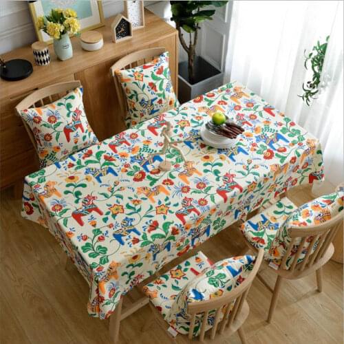 Printed Tablecloth Pastoral Style Table Cloth Pure Cotton Fabric Tablecloth Rectangular Tea Table Cloth Desk Cloth