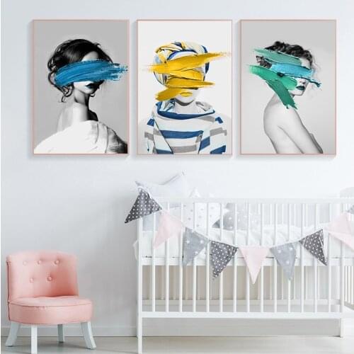 Modern Nordic Black And White Canvas Painting Art Print Wall Poster Abstract Girl Wall Pictures Wall Art for Bedroom Living Room